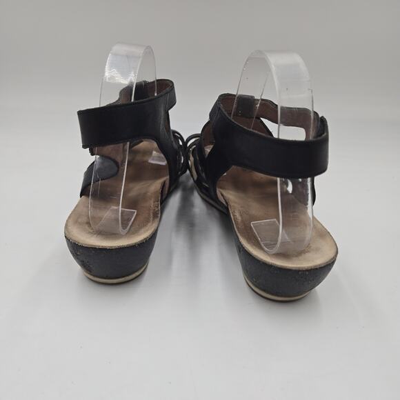 Dansko Valentina Women’s Sz 11 EU 42 Gladiator Sandals Wedge Black Leather Caged - Picture 4 of 8